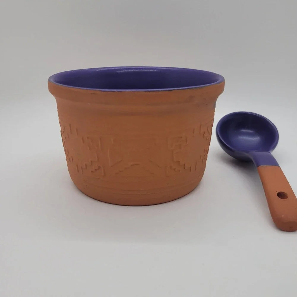 Taco Bell 1998 Kitchen Originals Terracotta Salsa Bowl and Ladle Set